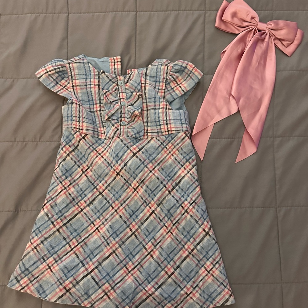 Janie and Jack Blue Sundress with Flutter Sleeves and Square Neck - Picture 1 of 4